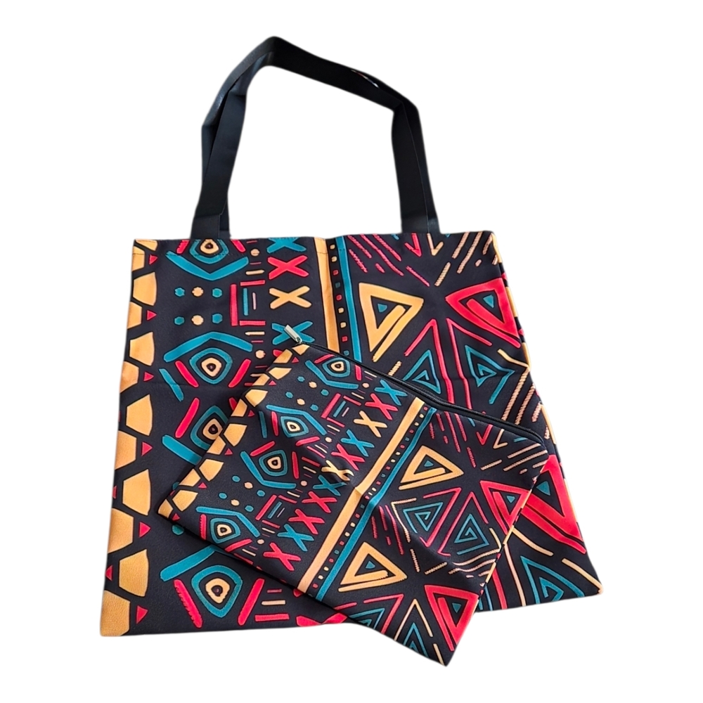 Colorful Geometric Tote Bag & Smaller Bag.